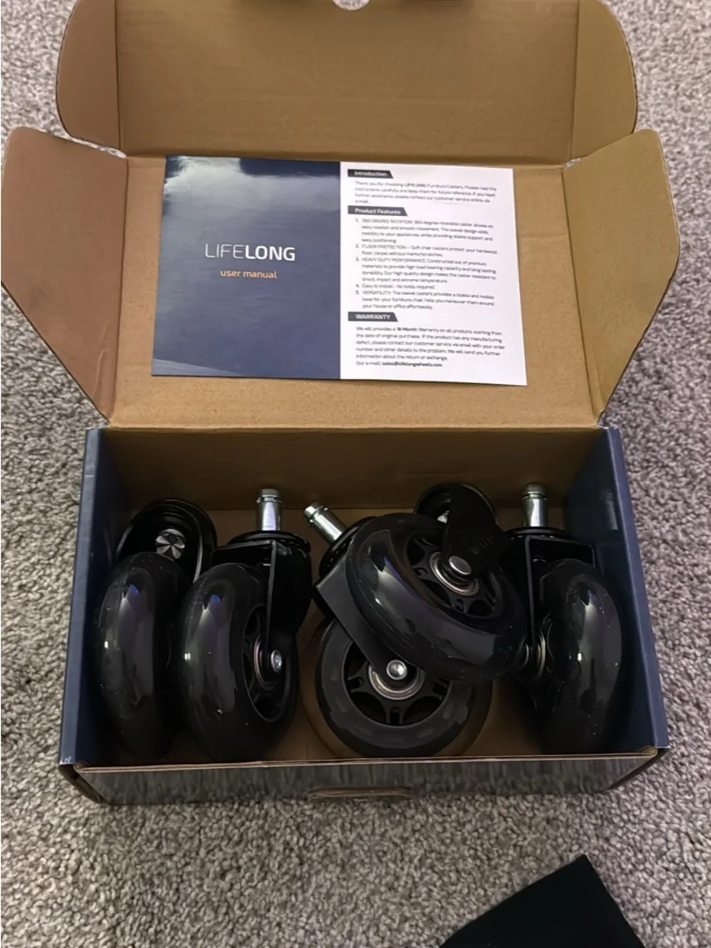 Lifelong office chair wheel replacement, universal fit, heavy duty, 5 pack